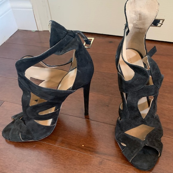 Zara black strappy suede heels - Picture 6 of 8